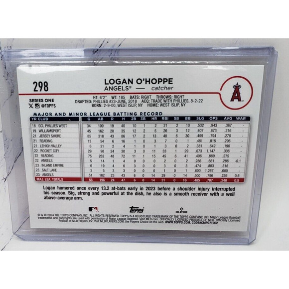 2024 Topps Series 1 Logan O’Hoppe Future Stars Yellow #298 Los Angeles Angels - Picture 2 of 4